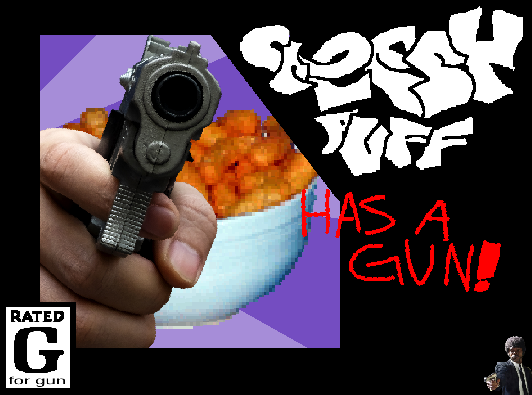 Cheesy Puff has a Gun